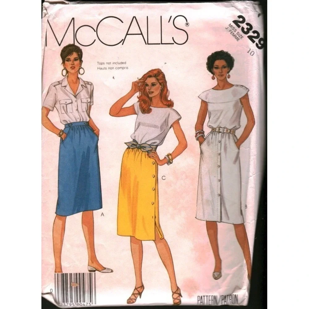 Vintage 1986 McCalls 2329 Misses Skirts Sewing Pattern Size 10 Button Front Slit